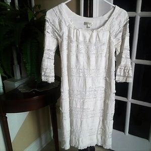 White Stretch Lace Dress EUC 4